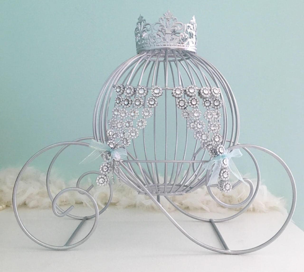 SALE Big Size 15 height Beautiful Cinderella Carriage Card Holder Money Box or Flower Centerpiece