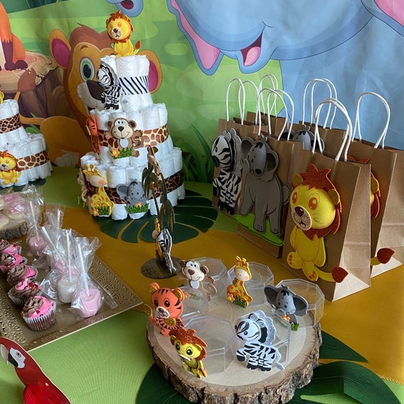 Set Tovaglieria Compleanno Safari - Piatti, Bicchieri E Tovaglioli Con Animali Della Giungla Per Feste - Foto 10