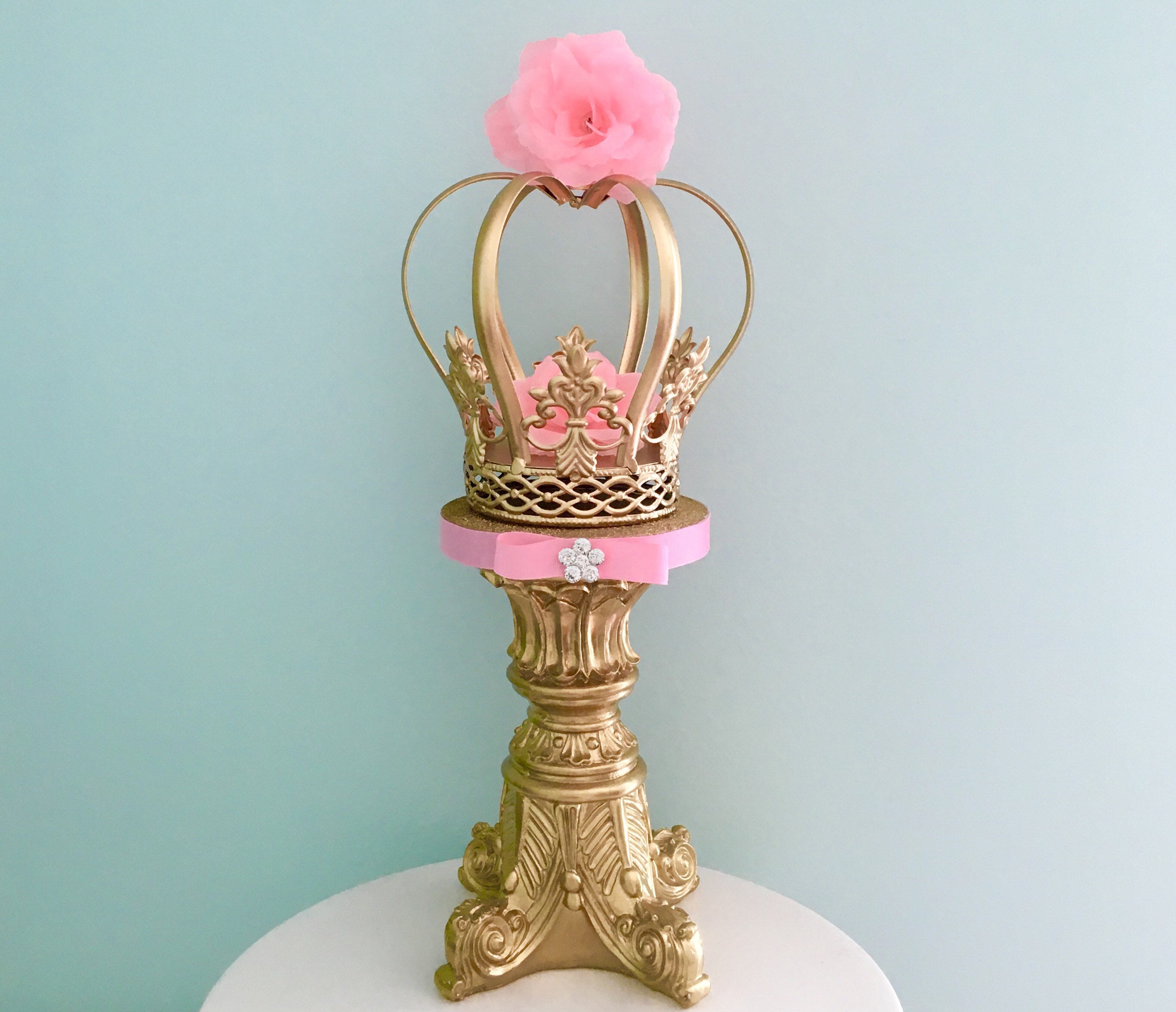 Princess Crown Centerpiece, Floral Gold Crown Centerpiece, Sweet 16  Centerpiece, Baby Shower, 1st Birthday Centerpiece 