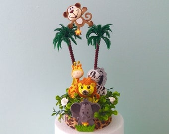 Safari Themed Cake Topper, Foam Animals, Decorations for a baby shower or birthday