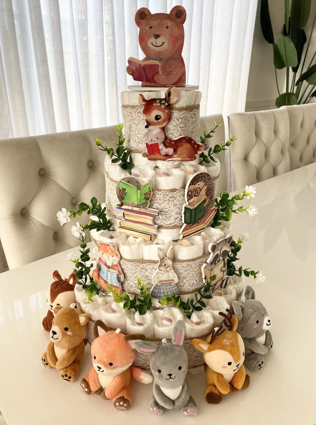 Woodland Diaper Cake, Storybook Themed 3 or 4 Tier Diaper Cake ...