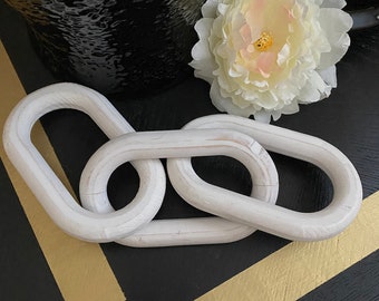 Wooden link chain, 3 link chain, 5 link chain, chunky link chain, stylish table decor, modern table decor boho decor, home decor, wall decor