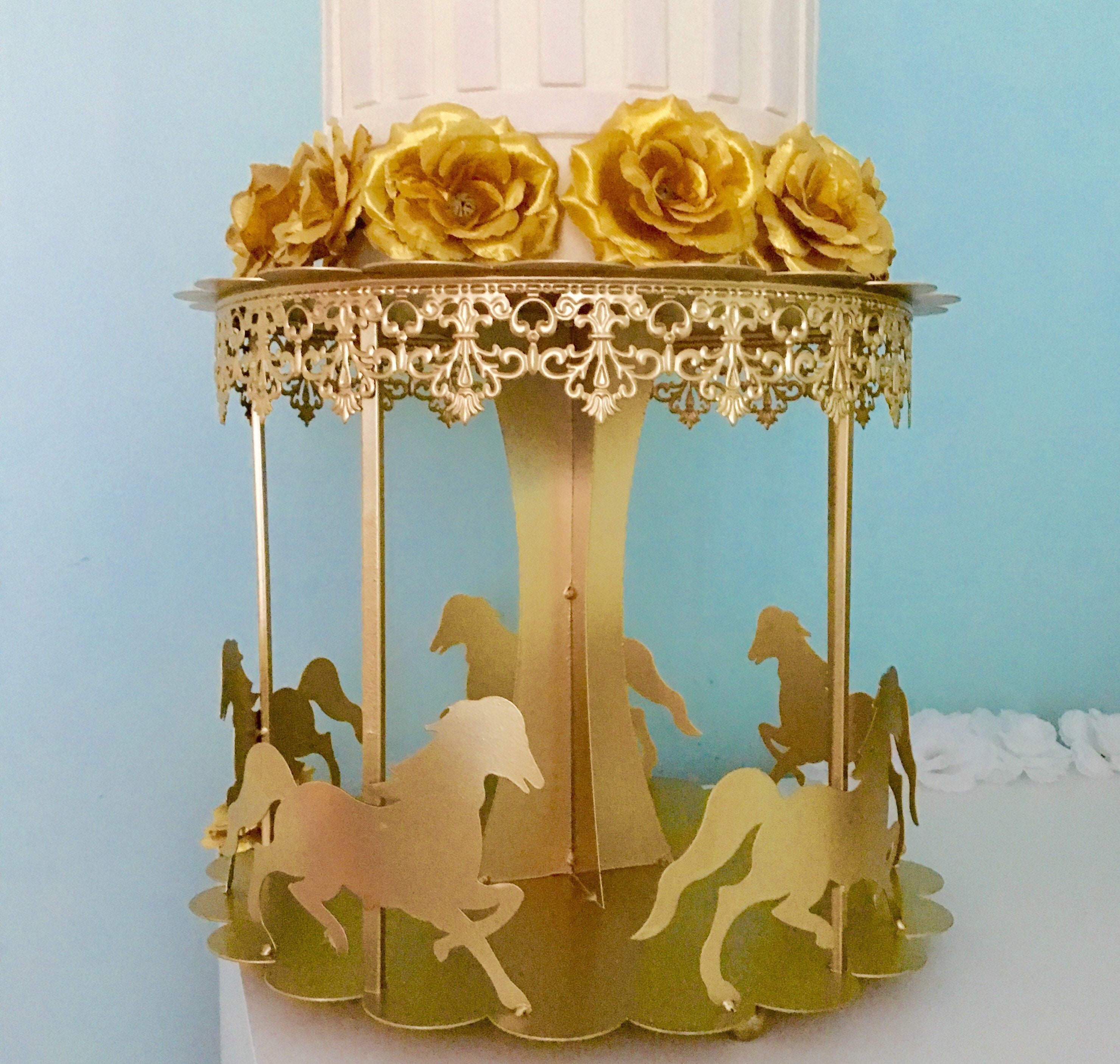 Big Gold Carousel Cake Stand Cup Cake Stand Nursery Decor Etsy
