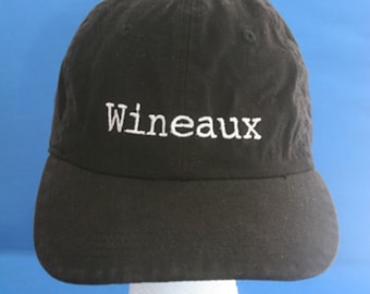 Wineaux- Ball Cap (Black with White Stitching)