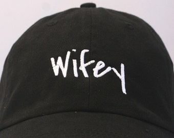 Wifey - Ball Cap (Black with White Stitching)