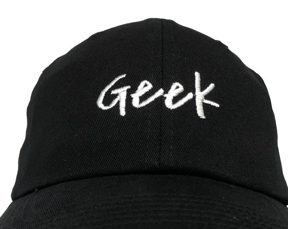 Geek - Polo Style Ball Cap (Black with White Stitching)