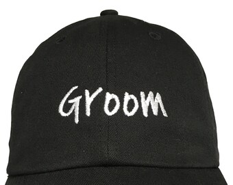 Groom New Style - Ball Cap (Black with White Stitching)