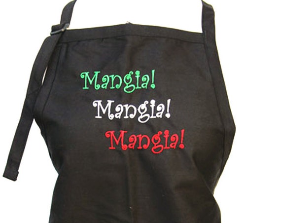 Mangia Mangia Mangia - 3 color stitching GWR (Adult Apron)