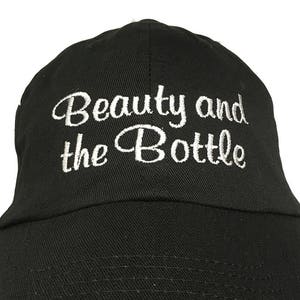Beauty and the Bottle - Polo Style Ball Cap (Black with White Stitching)