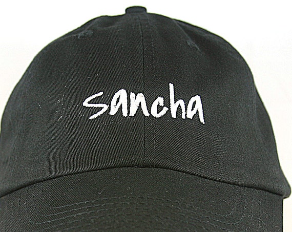 Sancha - Polo Style Ball Cap (Black with White Stitching)