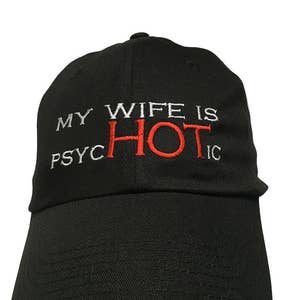 My Wife is PhycHOTic - Polo Style Ball Cap (Black with White Stitching)