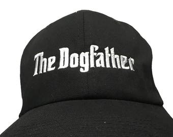 The Dogfather (Polo Style Ball Cap - Black with White Stitching)