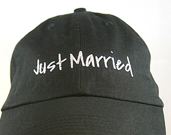 Just Married - Ball Cap (Black with White Stitching)