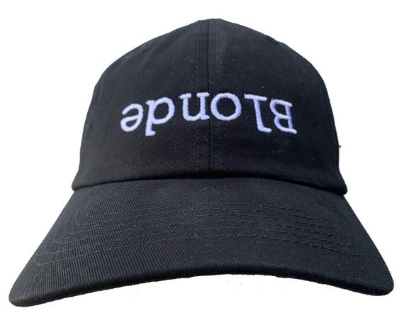 Blonde (upside down) - Ball Cap (Black with White Stitching)