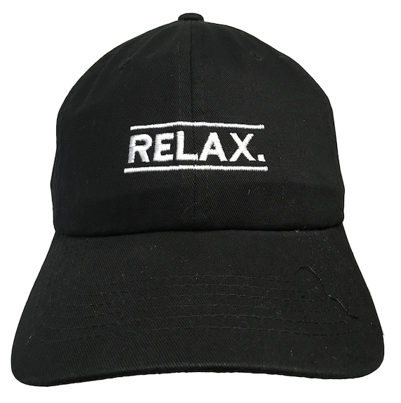 Relax. - Polo Style Ball Cap (Black with White Stitching)