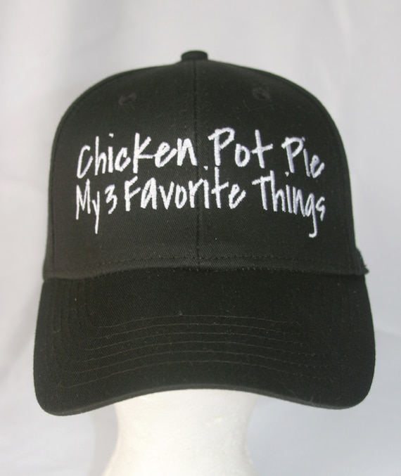 Chicken Pot Pie - My 3 Favorite Things - Polo Style Ball Cap (Black with White Stitching)