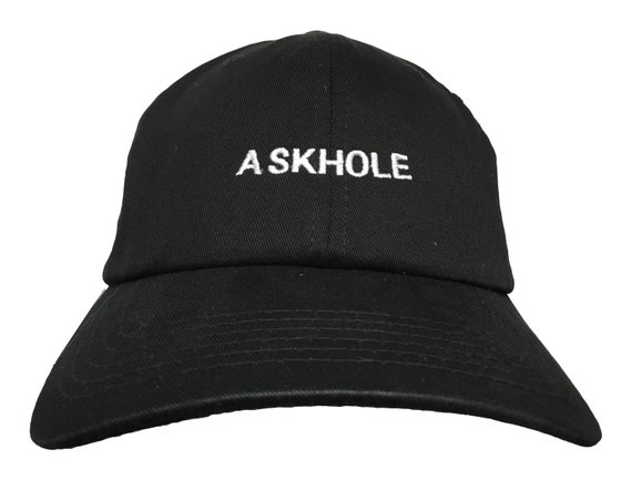 ASKHOLE - Polo Style Ball Cap (Black with White Stitching)