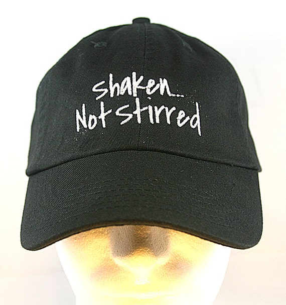 Shaken Not Stirred - Polo Style Ball Cap (Black with White Stitching)