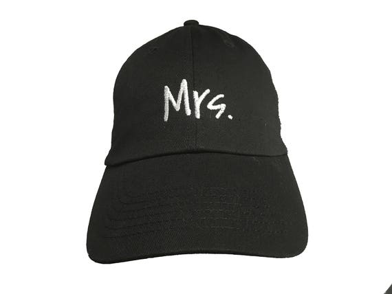 Mrs. -  New Style - Ball Cap (Black with White Stitching)