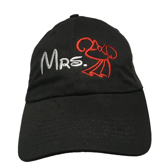 Mrs. for the Bride -with Veil, Bow and Ears- Ball Cap (Black with White and Red Stitching)