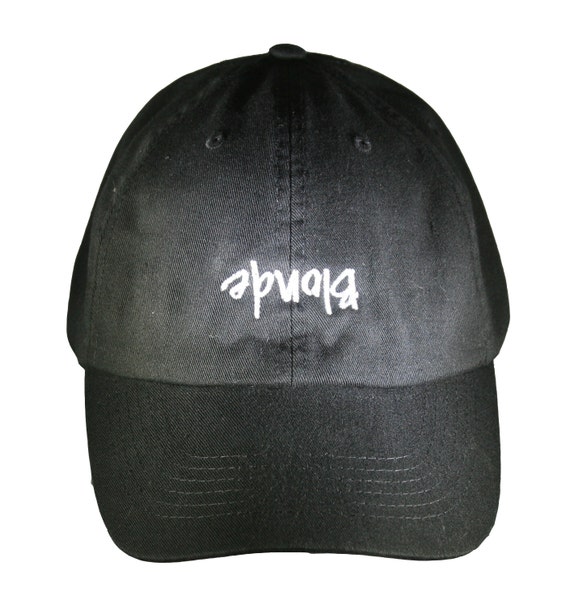 Blonde (upside down) New Style - Ball Cap (Black with White Stitching)
