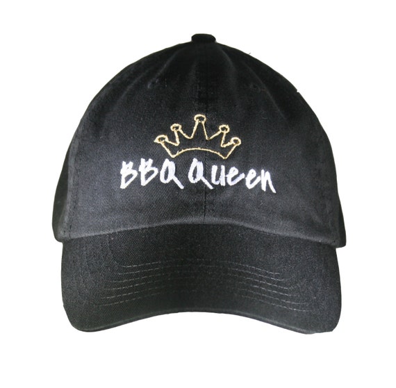 BBQ Queen - Polo Style Ball Cap (Black with White/Gold Stitching)