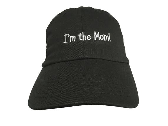 I'm the Mom! - Polo Style Ball Cap (Black with White Stitching)