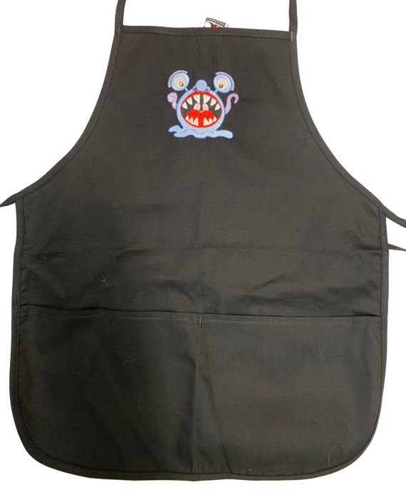 Monster (Youth Apron with Pockets) Black with 3 variaions of Monsters