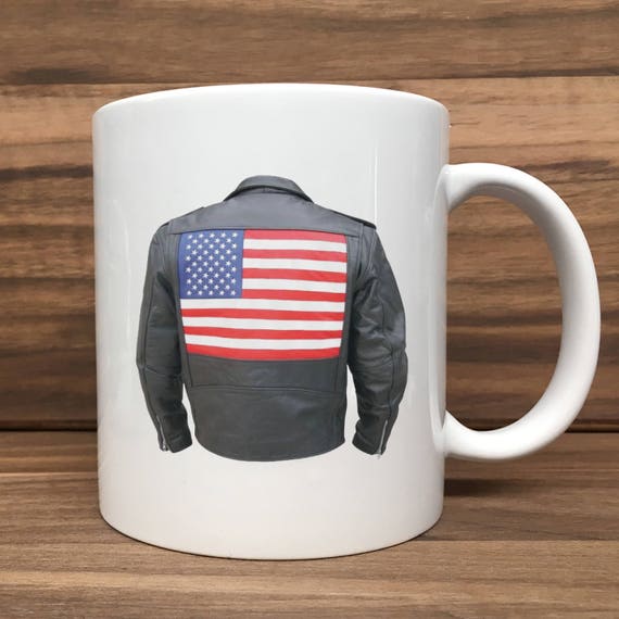 Coffee Mug - Leather Jacket with American Flag - Double Sided Printing 11 oz Mug