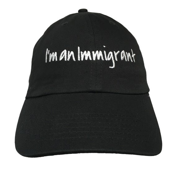 I'm an Immigrant - Polo Style Ball Cap (Black with White Stitching)