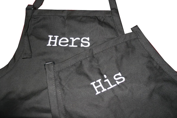 His & Hers (Set of two Adult Aprons for a couple)