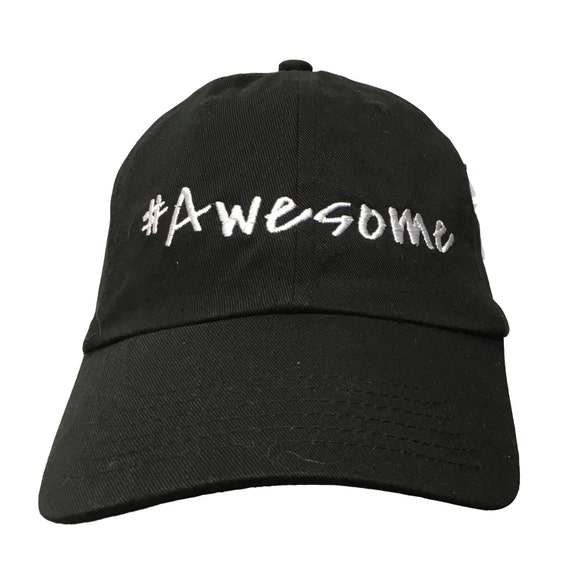Hashtag Awesome - Polo Style Ball Cap (Black with White Stitching)