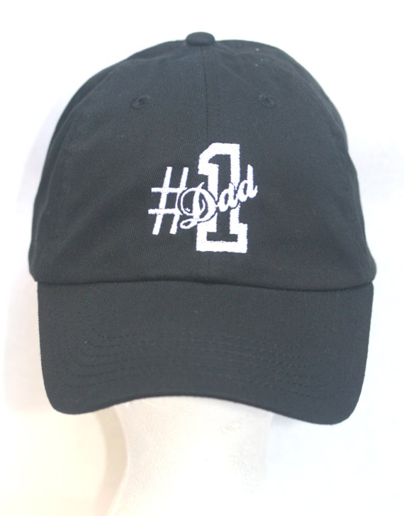 Number One Dad - Polo Style Ball Cap (Black with White Stitching)