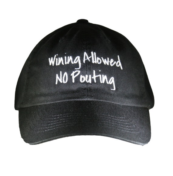Wining Allowed No Pouting - Polo Style Ball Cap (Black with White Stitching)