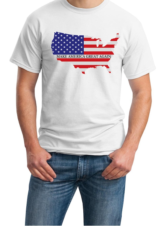 Make America Great Again Mens White T-shirt (with the US / Flag)