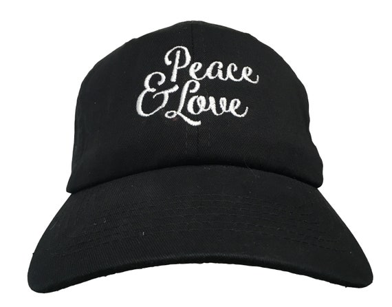 Peace & Love (Polo Style Ball Cap - Various Colors with White Stitching)