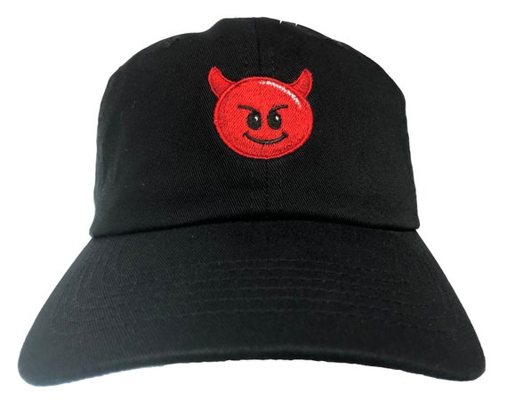 Emoji Devil in Red - Polo Style Ball Cap (Black)