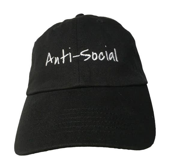 Anti-Social (Polo Style Ball Black with White Stitching)