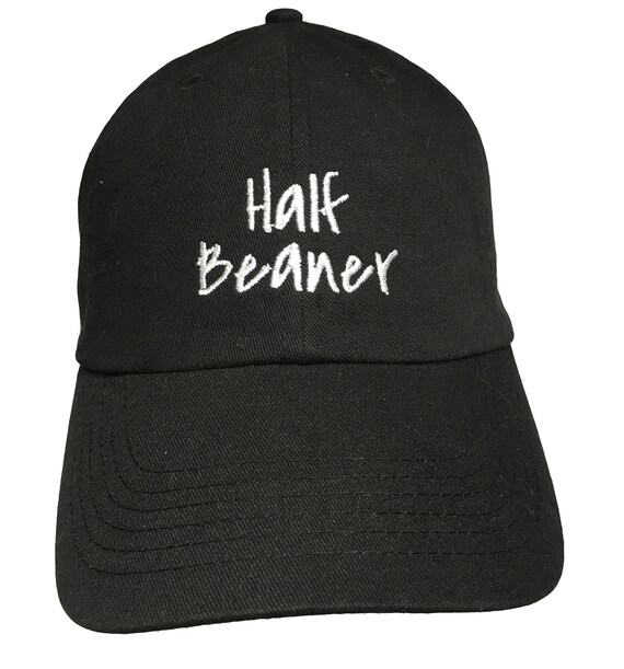 Half Beaner - Polo Style Ball Cap (Black with White Stitching)