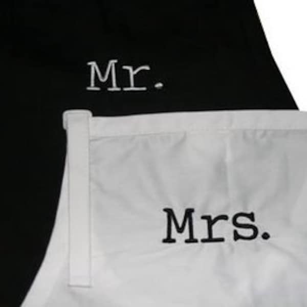 Mr & Mrs. (Adult Aprons for the Bridal Couple)