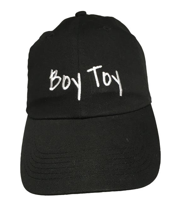 Boy Toy (Polo Style Ball Cap - Black with White Stitching