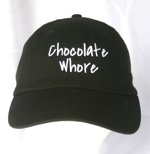 Chocolate Whore - Polo Style Ball Cap (Black with White Stitching)