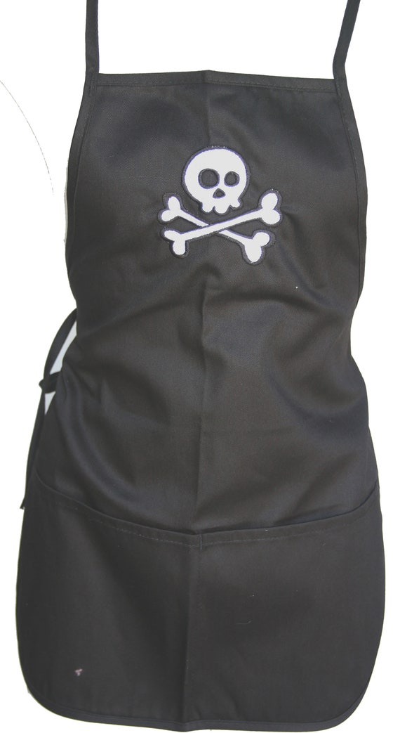 Kids Skull (Youth Apron with Pockets) Black with different colors of Stitching