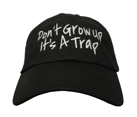 Don't Grow Up It's a Trap (Polo Style Ball Black with White Stitching)