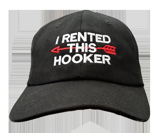 I Rented This Hooker (with Arrow) - Polo Style Ball Cap (Black with White Stitching)