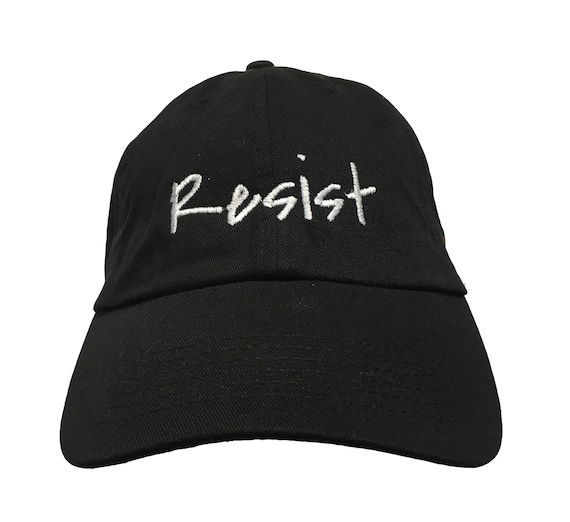 Resist - Polo Style Ball Cap (Black with White Stitching)