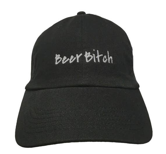 Beer Bitch - Polo Style with New Design (Black with White Stitching)