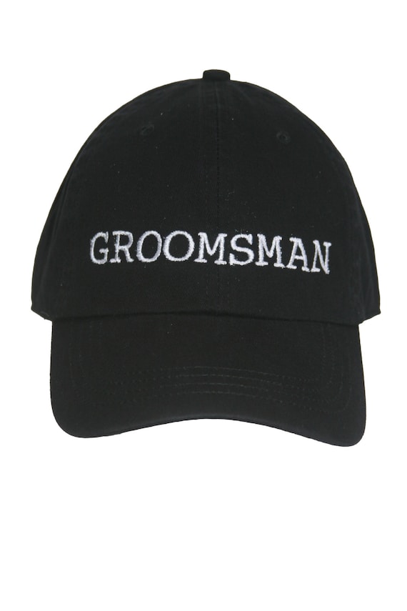 Groomsman - Ball Cap (Black with White Stitching)