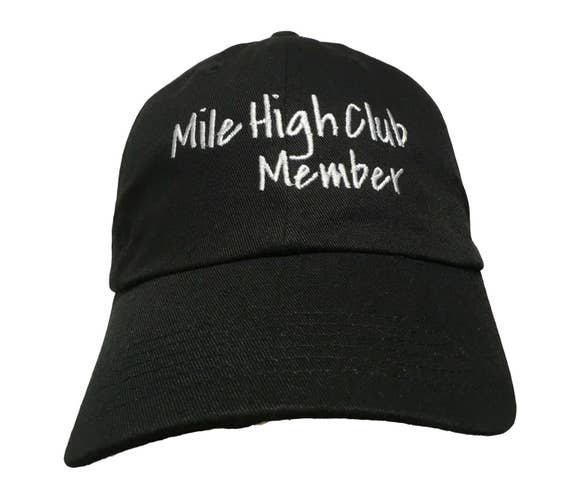 Mile High Club Member (Polo Style Ball Cap - Black with White Stitching