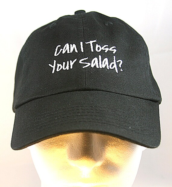 Can I Toss Your Salad - Polo Style Ball Cap (Black with White Stitching)